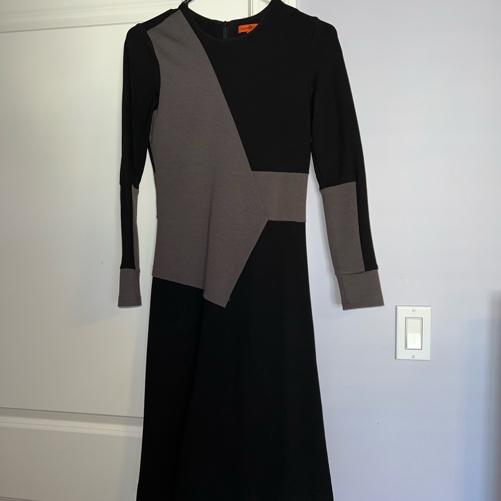 Grey and black midi dress